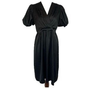 Pinch Satin Babydoll Graciela Dress Sz S Puff Sleeves Cocktail Wedding Guest LBD